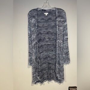 Croft & Barrow Navy Variegated Zig Zag Lightweight Open Cardigan Sz XL